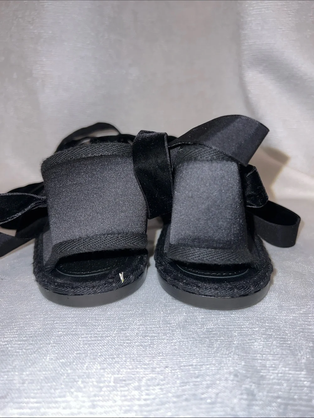 Polo Ralph Lauren Satin Lace-Up Espadrille Black Lace-Up Flats Size 9 - SB9
